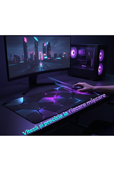 TnsAround Mousepad Gaming Profesional 3D TNS®, Cauciucat, Rezistent la Apa, Viteza Alunecare Marita, 90x40 cm