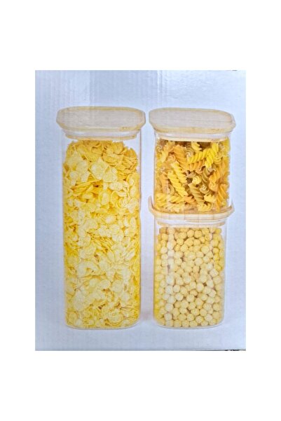 oemco Set 3 borcane, RiccAde, din sticla+capace bambus pentru depozitare