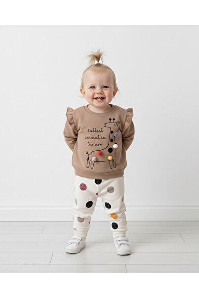 voyyo kids baby Baby Girl Pompom Giraffe Printed 3-18 Months Seasonal 2-Piece...