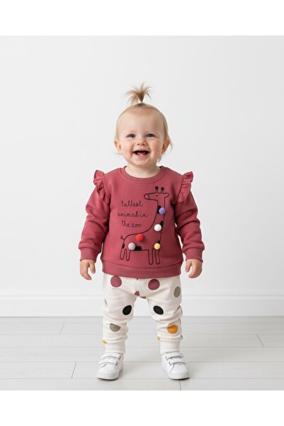 voyyo kids baby Baby Girl Pompom Giraffe Printed 3-18 Months Seasonal 2-Piece...
