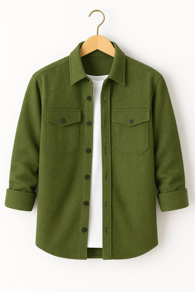 mavisima erkek giyimi Erkek Haki Kaşe Oduncu Overshirt Ceket – Rahat Kalıp Yeni Sezon Kışlık Moda Trend