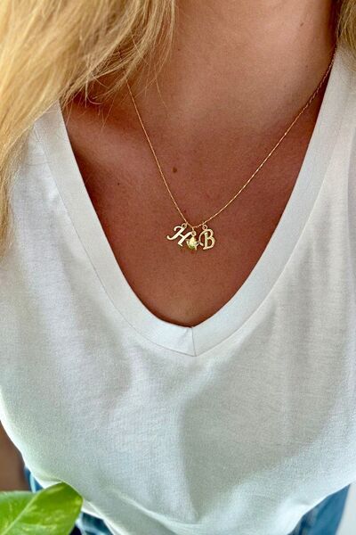 Trendy Butik Two Letter Elegant Chain Star Pendant Necklace (Specify Letter)