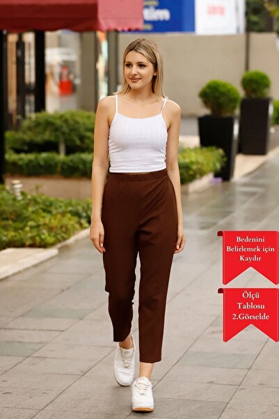 Mogi Butik Exclusive Women's Carrot Leg High Waist Lycra Woven Trousers 3096