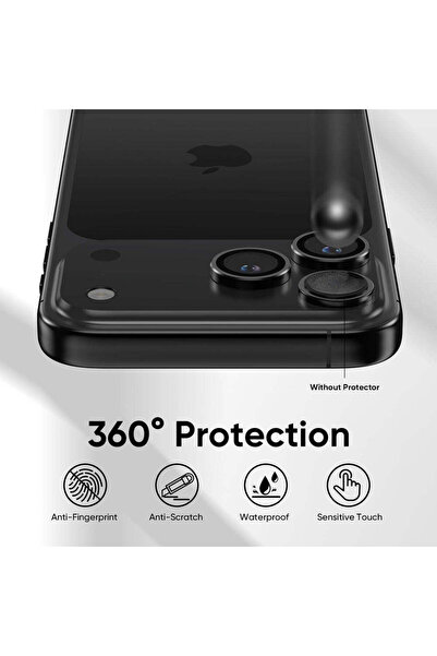 bbtech iPhone 17 Pro / Pro Max Compatible Metal Framed 9H Tempered Glass Camera Lens Protector Crystal Clear