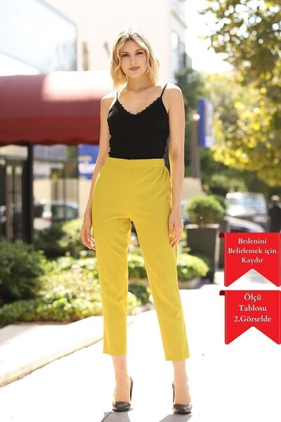 Mogi Butik Exclusive Women's Carrot Leg High Waist Lycra Woven Trousers 3096