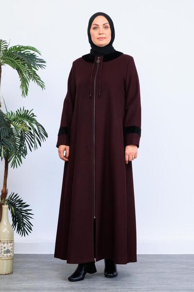 Doque Kışlık Kaşe Kadın Pardesü Büyük Beden Anne Fermuarlı 58020