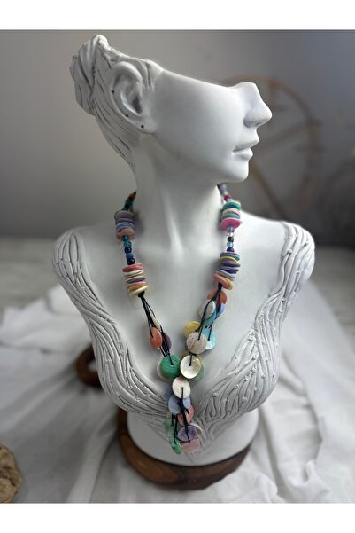 SEDEF TAKI taşlı kabuk kolye