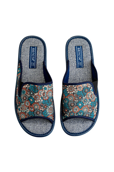 Belsta Textile slippers with floral print, black color