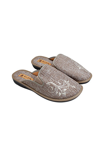 Belsta Slippers with decorative embroidery, beige color