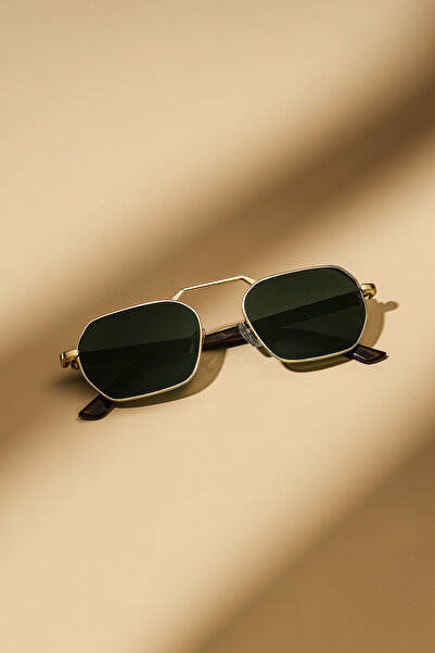 LOOKUP Eşref single glasses uv 400 protected leopard stem green glass sunglasses