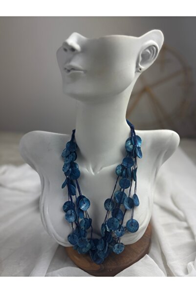 SEDEF TAKI Lacivert taşlı kabuk kolye