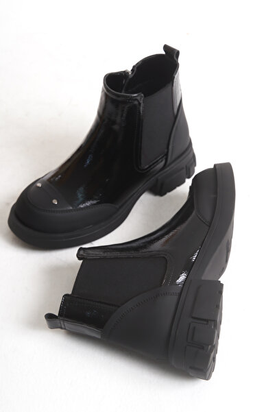 Solo Bag Γυναικείες μπότες νέας σεζόν, λουστρίνι, ελαστικές, καθημερινές, άνετες, μαύρες μπότες