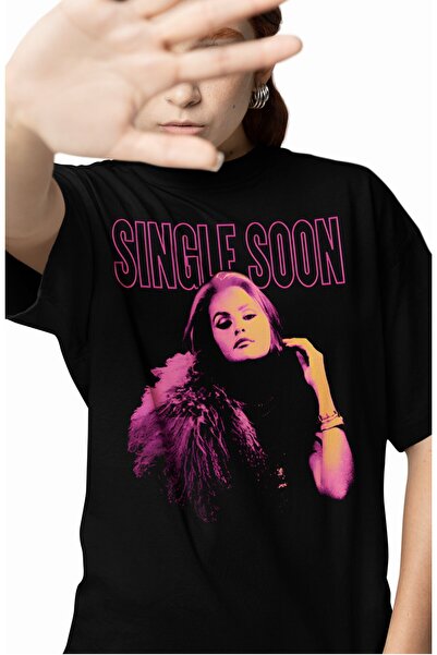 Fuddy Moda تي شيرت مطبوع عليه عبارة Unisex Single Soon، تي شيرت كبير الحجم بر...