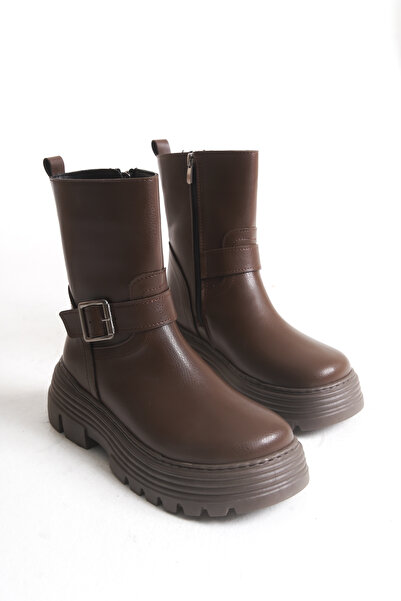 Solo Bag Women's New Season Flat Buckle Detailed Zippered Daily Comfortable Fit Boots