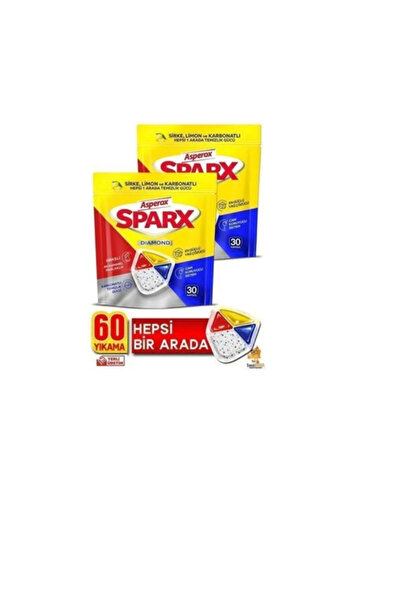 ASPEROX Sparx Bulaşık Makinesi Kapsülleri - 2 Paket (30'lu x 2) - 60 Yıkama - Üstün Temizlik