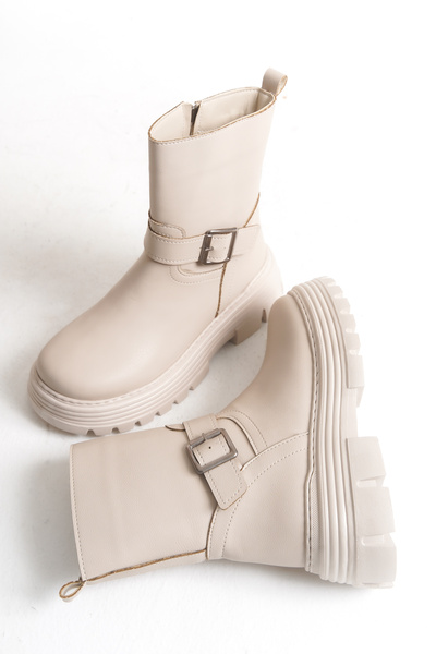 Solo Bag Women's New Season Flat Buckle Detailed Zippered Daily Comfortable Fit Boots