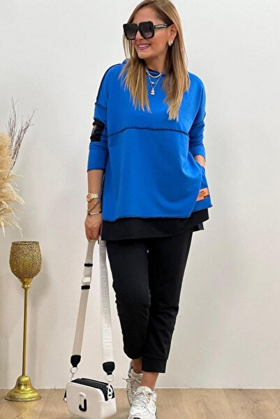 JANES Yeni Sezon Kadın Kapşonlu Etek Ucu Arma Detay Ters Dikiş Görünümlü İkil...