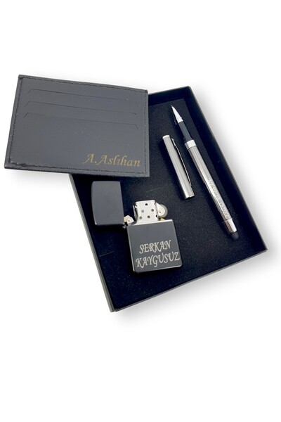 SürLaz 3 Parça Doğum Günü Seti İsme Özel Kartlık İsme Özel Touch Pen Tükenmez...