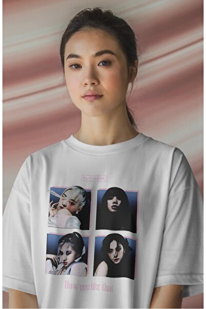 Fuddy Moda تي شيرت مكتوب عليه Unisex How You Like That، تي شيرت كبير الحجم ذو طابع أغنية Blackpink Kpop ذو رقبة دائرية