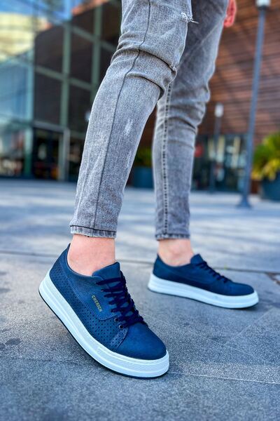 Zerenyus Cowien Premium Men's Lace-Up Sneaker Navy Blue