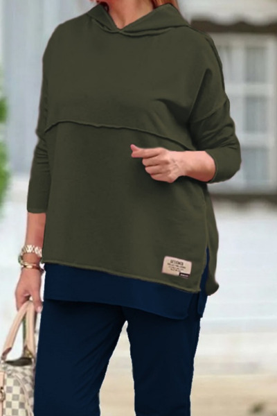 JANES New Season Women's Hooded Skirt with Embroidered Detail at the Hem, Reverse Stitching Look, Two-Piece Set