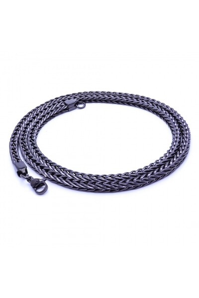 FM Cornered King Bean Braided Steel Necklace 4mm 3183Cek026