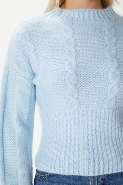 Ritnice Pulover tricotat pentru femei Stay Soft Texture, gros, albastru, KZ00174