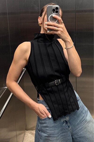 Noi Belis Πλεκτή μπλούζα με λεπτομέρεια από κορδόνι AW25BZ0001