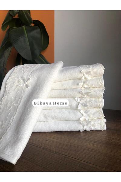 Bikaya Home Dantelli 30X50 cm 6 Pieces Kitchen Towels |   100% Cotton |   Dowry Box, Gift Box, Mevlütluk (a Type of Gift Box)