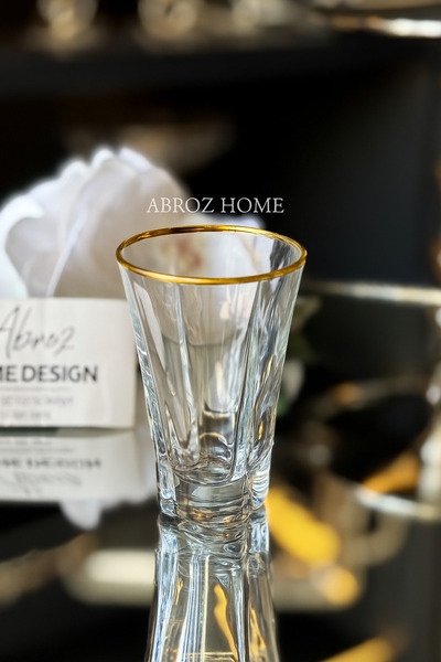 ABROZ HOME DESIGN Coffee Side Water Glass / Gold Striped
