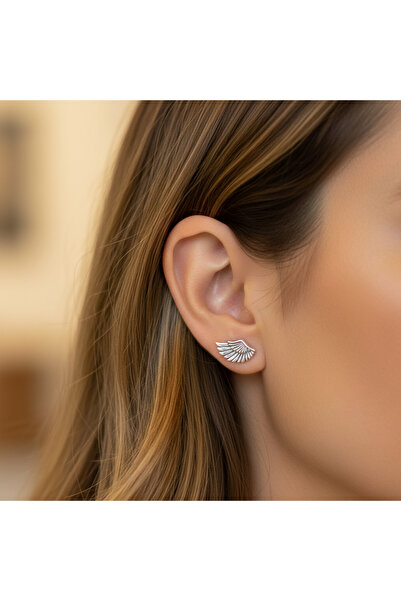 AKCA TAKI Gümüş Melek Kanadı Küpe