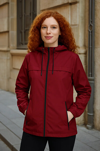 comstar Women's Lined Hooded Burgundy Windbreaker & Raincoat
