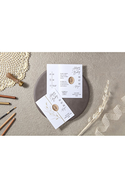 İklim Düğün Davetiyesi / Nişan Davetiyesi / Nikah Davetiyesi / (50 Adet) Baskı Hariç Davetiye 7102