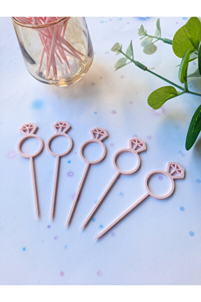 Atolye Doruk 30Pcs Pink Ring Model Cupcake Picks-Ring Cake Decoration Supplies-Pink