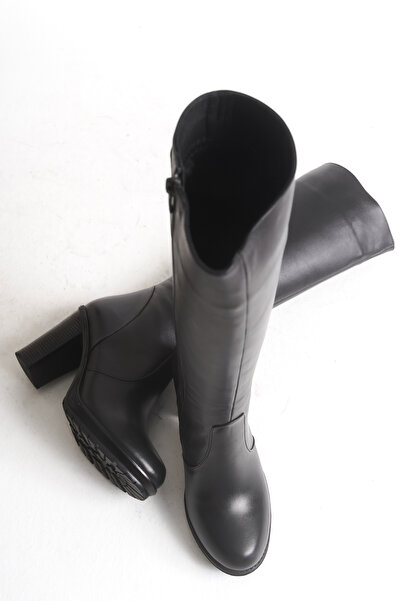 Solo Bag Γνήσιο δέρμα με μαύρο τακούνι κομψό στυλ καθημερινές μπότες