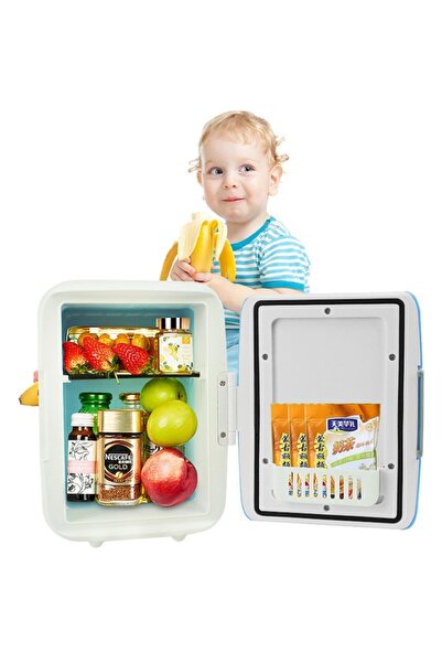 EMATTERIO Mini Portable Car Refrigerator 4L, Cooling and Heating 12V/220V, Car and Home Socket, 24x23x17 cm