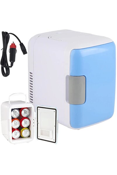 EMATTERIO Mini Portable Car Refrigerator 4L, Cooling and Heating 12V/220V, Car and Home Socket, 24x23x17 cm