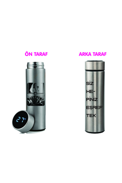 DKDZ SHOP Eşref Tekk Baskılı Çelik Termos 450ml.