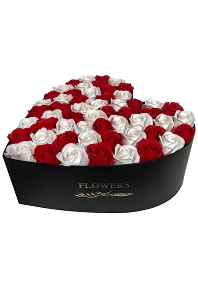 Colorissima Inima din Trandafiri din Sapun, Colorissima, Rosu si Alb, 29 cm