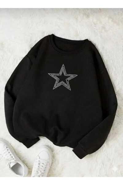 blackbonds Unisex Star Stroke Taş Baskılı Sweatshirt