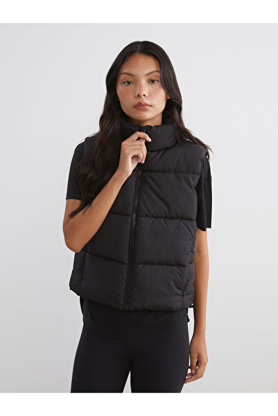 LC Waikiki Black Stand Collar Women's Puffer Vest