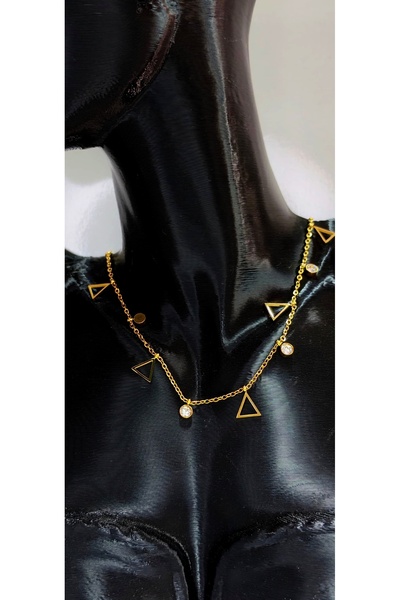 laniva bags قلادة نسائية مثلثة الشكل من الفولاذ المقاوم للصدأ