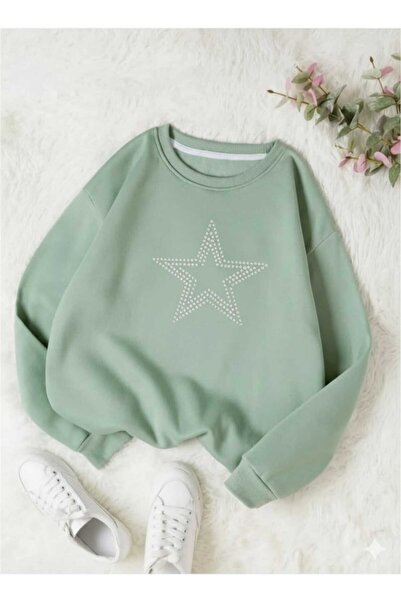 blackbonds Unisex Star Stroke Taş Baskılı Sweatshirt