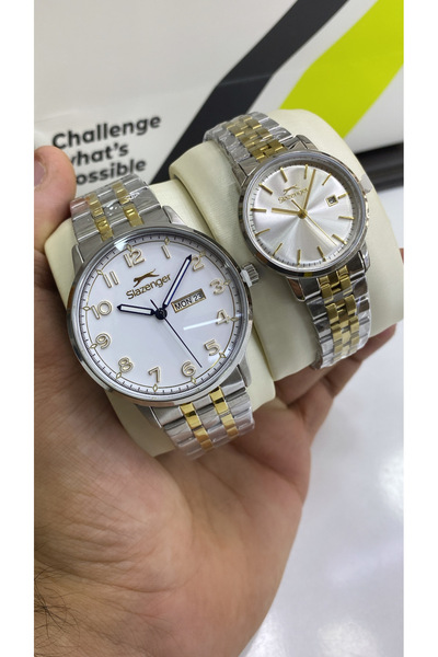 Slazenger Orijinal Çelik Bay& Eşli Sevgili Takım Kol Saatleri