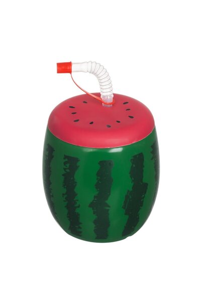 OEM 3D Watermelon Shaped Plastic Cup with Straw 900ml