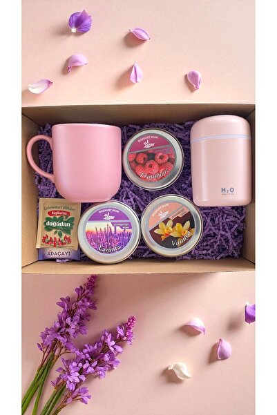 OEM صندوق هدايا العلاج بالروائح - كوب وردي، 3 شموع معطرة، مرطب H2O