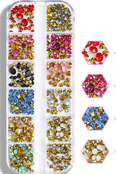 Easy Beauty 12'li Tırnak Süsleme - Nail Art Charm - Nail Art Süs Taşı - Makya...