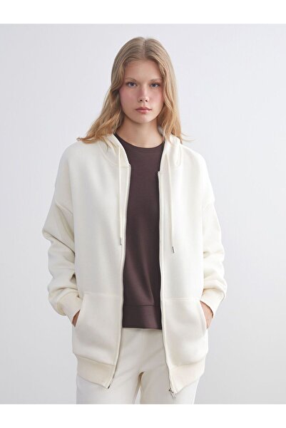 LC Waikiki Xside Hooded Oversize Women's Thick Zippered Sweatshirt