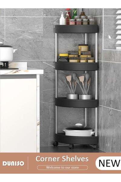 fun zone رفوف زاوية لحوض الاستحمام من دونيسو، 4 طبقات، وحدة رفوف حمام مع عجلات، حوض استحمام بلاستيكي