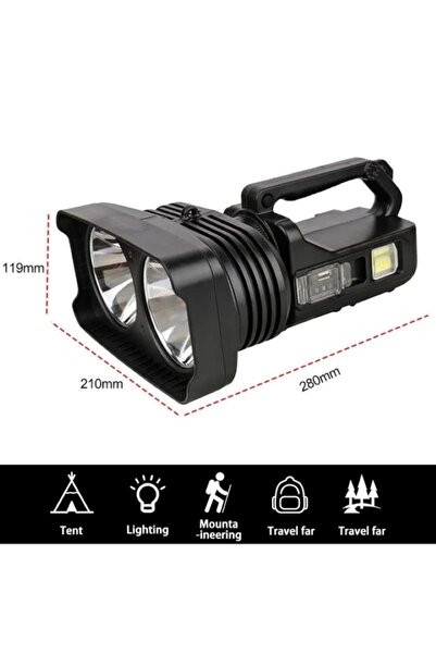 EMATTERIO Multifunctional Flashlight with Battery and Handle, Strong Intensity, 10 Modes, Rechargeable